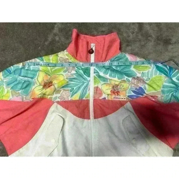 VTG Ellesse Women’s Windbreaker Jacket Pink Floral Size 1 - Picture 8 of 15